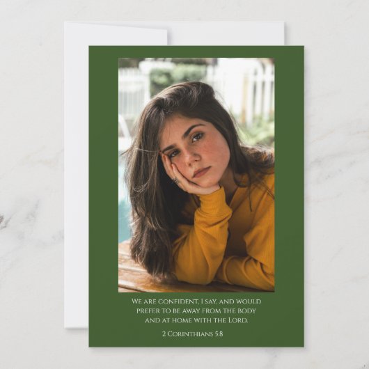 Invitation Funérailles photo vertes (Dos)