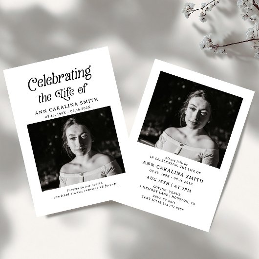 Invitation Funérailles rétro minimes Célébrer la vie