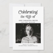 Invitation Funérailles rétro minimes Célébrer la vie (Devant)