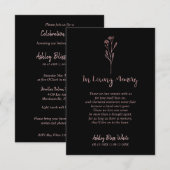 Invitation Funérailles Rose tendance Effet Or Memorial Chers (Devant / Derrière)