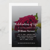 Invitation Funérailles rustiques | Rose Floral Célébration de (Devant / Derrière)