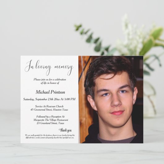 Invitation Funérailles, service commémoratif, célébration de  (Debout devant)