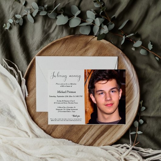 Invitation Funérailles, service commémoratif, célébration de 