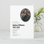 Invitation Funérailles simple Noir et blanc | 4 Photo (Debout devant)