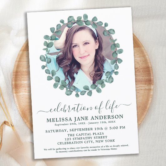 Invitation Funérailles Verdure Photo Célébration De La Vie