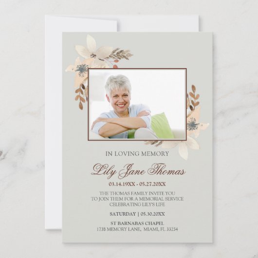 Invitation funéraire aquarelle | Dans la mémoire a (Devant)