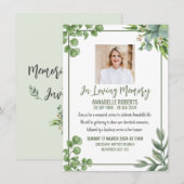 Invitation funéraire avec des feuilles eucalyptus (Devant / Derrière)