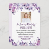 Invitation Funéraire Avec Fleurs Violettes Sauvage (Devant / Derrière)