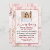 Invitation funéraire - Bouquet de roses douces ros (Devant / Derrière)