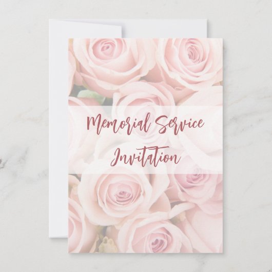 Invitation funéraire - Bouquet de roses douces ros (Dos)