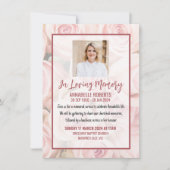 Invitation funéraire - Bouquet de roses douces ros (Devant)