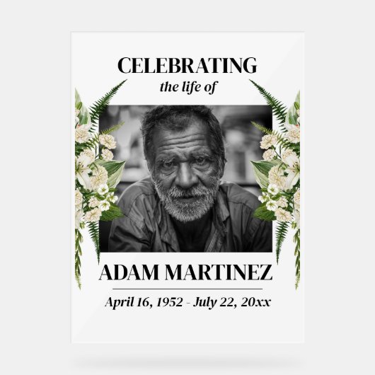 Invitation Funéraire Célébration De La Vie Florale (Recto)