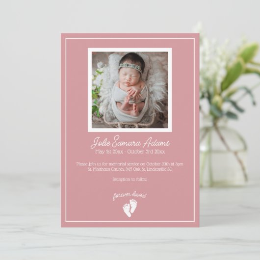 Invitation funéraire commémorative pour bébé Littl (Debout devant)