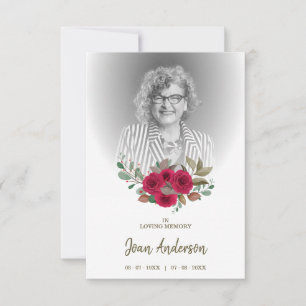 Invitation funéraire de fleurs rouges Chers collèg