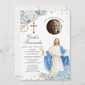 Invitation funéraire de Jésus bleu et or (Devant)