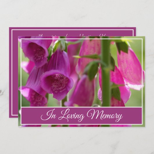 Invitation funéraire du service commémoratif Fleur (Devant / Derrière)