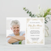 Invitation funéraire Elegant Gold Swirl | Modifier (Debout devant)