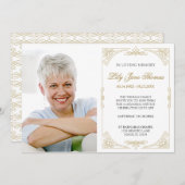 Invitation funéraire Elegant Gold Swirl | Modifier (Devant / Derrière)