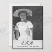 Invitation Funéraire Mémorial Simple Photo Élégante Invitatio (Devant)