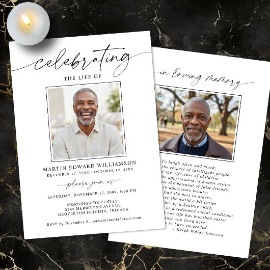 Invitation Funeral Celebration of Life Photo Memorial