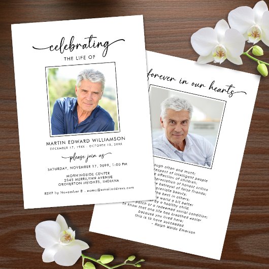 Invitation Funeral Celebration of Life Photo Memorial