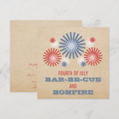 Invitation Funky 4 juillet Fireworks (Devant / Derrière)