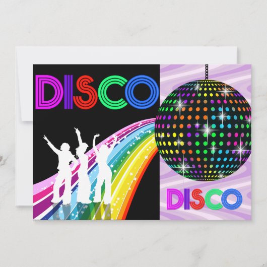 Invitation Funky 80's Theme Disco Anniversaire (Devant)