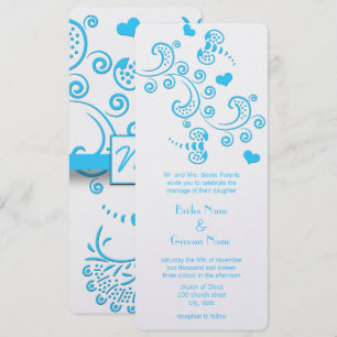 Invitation Funky Aqua Blue Butterfly ou Bumble Bee Mariage