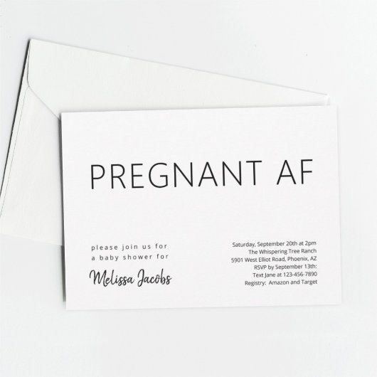 Invitation Funky Baby shower Pregnant AF