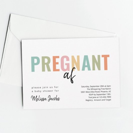 Invitation Funky Baby shower Pregnant AF
