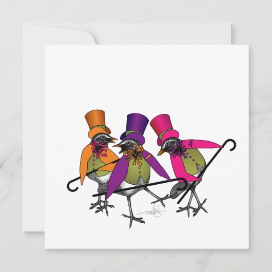 Invitation Funky Bird Boogie Party (Devant)