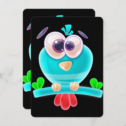 Invitation Funky Birdie Party Invite Card (Devant / Derrière)