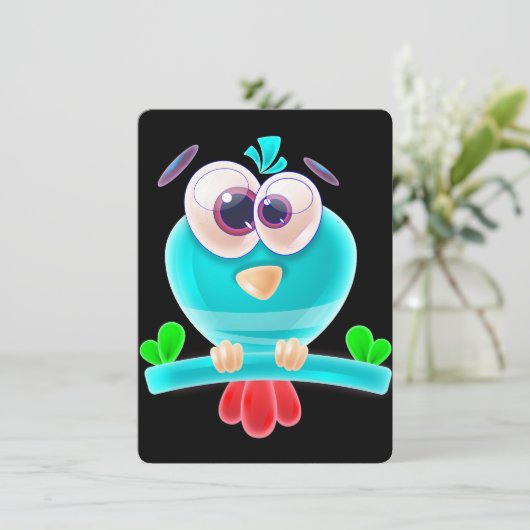 Invitation Funky Birdie Party Invite Card (Debout devant)