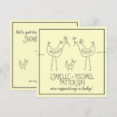 Invitation Funky Birds Moderne Famille Couples Baby shower (Devant / Derrière)