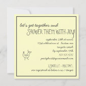 Invitation Funky Birds Moderne Famille Couples Baby shower (Dos)