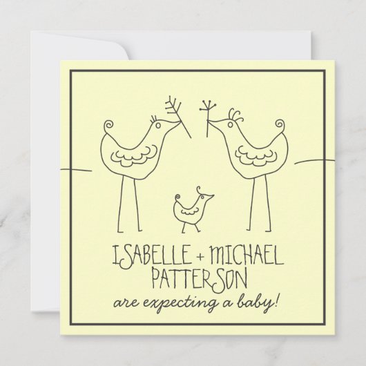 Invitation Funky Birds Moderne Famille Couples Baby shower (Devant)
