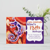 Invitation Funky bleu violet orange Lizard Gecko Sud-Ouest (Debout devant)