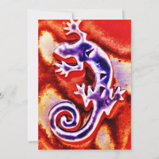 Invitation Funky bleu violet orange Lizard Gecko Sud-Ouest (Dos)