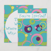 Invitation Funky Blue Circles (Devant / Derrière)