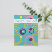 Invitation Funky Blue Circles (Debout devant)