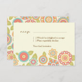 Invitation Funky Boho Retro Flowers Mariage (Devant / Derrière)