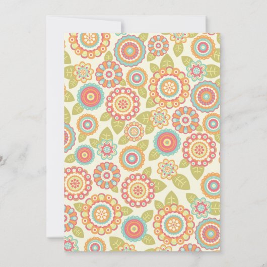 Invitation Funky Boho Retro Flowers Mariage (Dos)