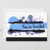Invitation Funky Bold Grunge Splatter Anniversaire (bleu) (Devant)