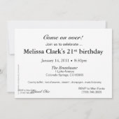 Invitation Funky Bold Grunge Splatter Anniversaire Party (aqu (Dos)