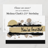 Invitation Funky Bold Grunge Splatter Anniversaire Party (aqu (Devant / Derrière)