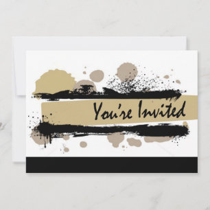 Invitation Funky Bold Grunge Splatter Anniversaire Party (aqu