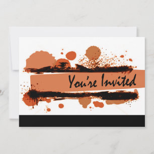 Invitation Funky Bold Grunge Splatter Anniversaire Party (mau