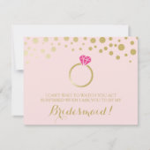 Invitation Funky BRIDESMAID PROPOSAL card ~ Rose & Faux Gold (Devant)