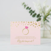 Invitation Funky BRIDESMAID PROPOSAL card ~ Rose & Faux Gold (Debout devant)