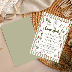 Invitation Funky Ciao Baby Dessin Main Bébé Italien Shower